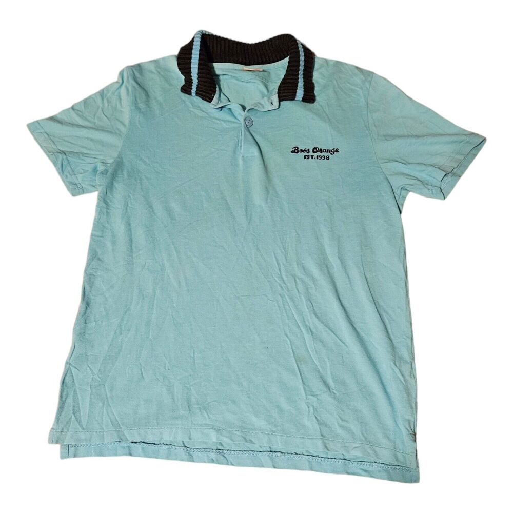 Boss Orange Blue Short Sleeve Collared Polo Medium Shirt